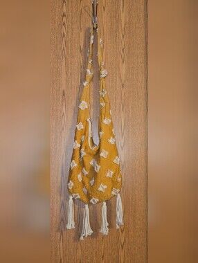 Mustard Yellow Boho Tassel Crossbody Bag - Unbranded